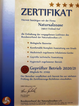 Zertifikat Natursalzsole